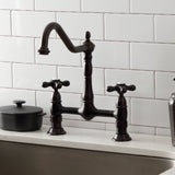 Heritage KS1175AX Two-Handle 2-Hole Deck Mount Bridge Kitchen Faucet, Oil Rubbed Bronze