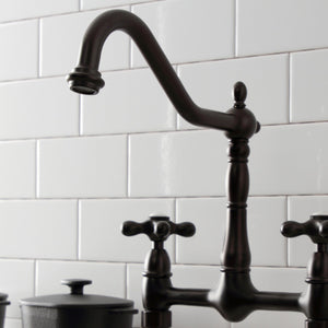 Heritage KS1175AX Two-Handle 2-Hole Deck Mount Bridge Kitchen Faucet, Oil Rubbed Bronze