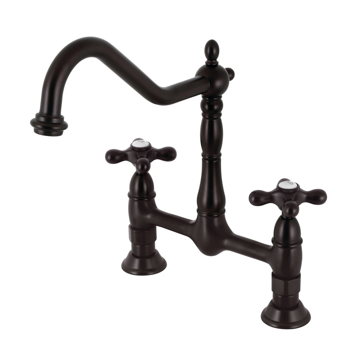 Heritage KS1175AX Two-Handle 2-Hole Deck Mount Bridge Kitchen Faucet, Oil Rubbed Bronze