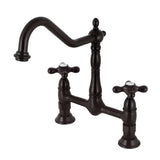 Heritage KS1175AX Two-Handle 2-Hole Deck Mount Bridge Kitchen Faucet, Oil Rubbed Bronze