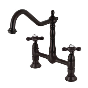 Heritage KS1175AX Two-Handle 2-Hole Deck Mount Bridge Kitchen Faucet, Oil Rubbed Bronze