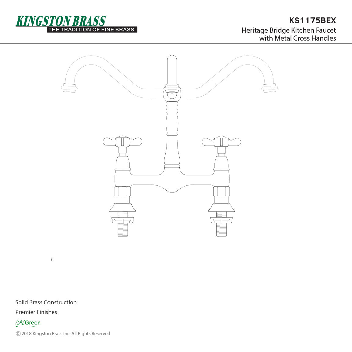 Essex KS1175BEX Two-Handle 2-Hole Deck Mount Bridge Kitchen Faucet, Oil Rubbed Bronze