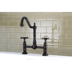 Essex KS1175BEX Two-Handle 2-Hole Deck Mount Bridge Kitchen Faucet, Oil Rubbed Bronze