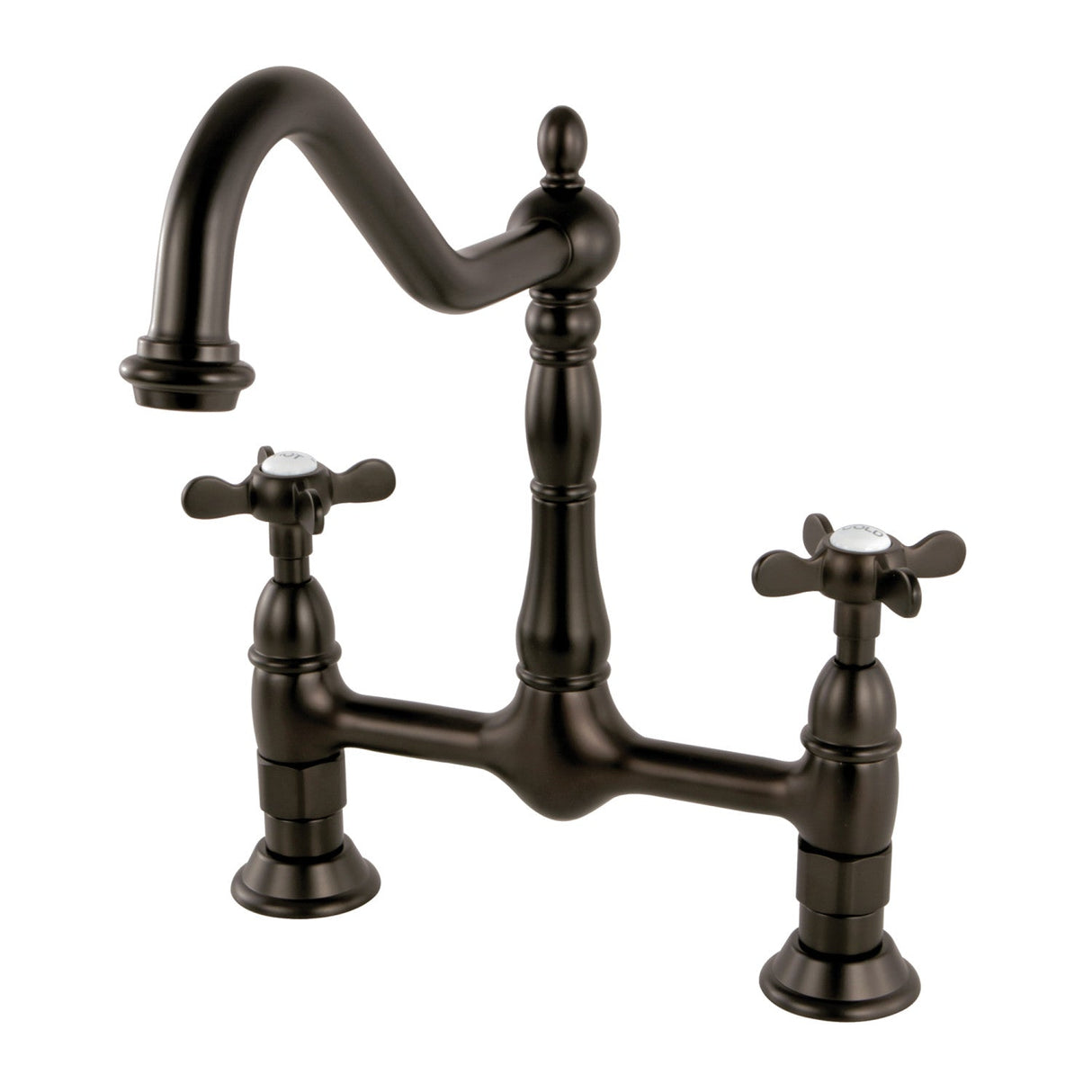 Essex KS1175BEX Two-Handle 2-Hole Deck Mount Bridge Kitchen Faucet, Oil Rubbed Bronze