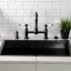 Heritage KS1175PL Two-Handle 2-Hole Deck Mount Bridge Kitchen Faucet, Oil Rubbed Bronze