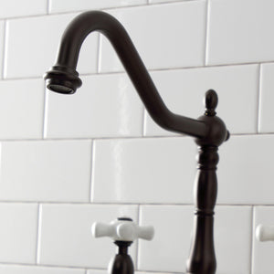 Heritage KS1175PX Two-Handle 2-Hole Deck Mount Bridge Kitchen Faucet, Oil Rubbed Bronze