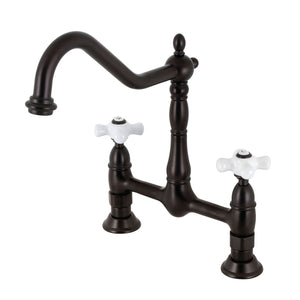 Heritage KS1175PX Two-Handle 2-Hole Deck Mount Bridge Kitchen Faucet, Oil Rubbed Bronze
