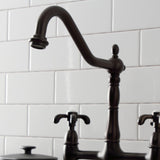 French Country KS1175TX Two-Handle 2-Hole Deck Mount Bridge Kitchen Faucet, Oil Rubbed Bronze