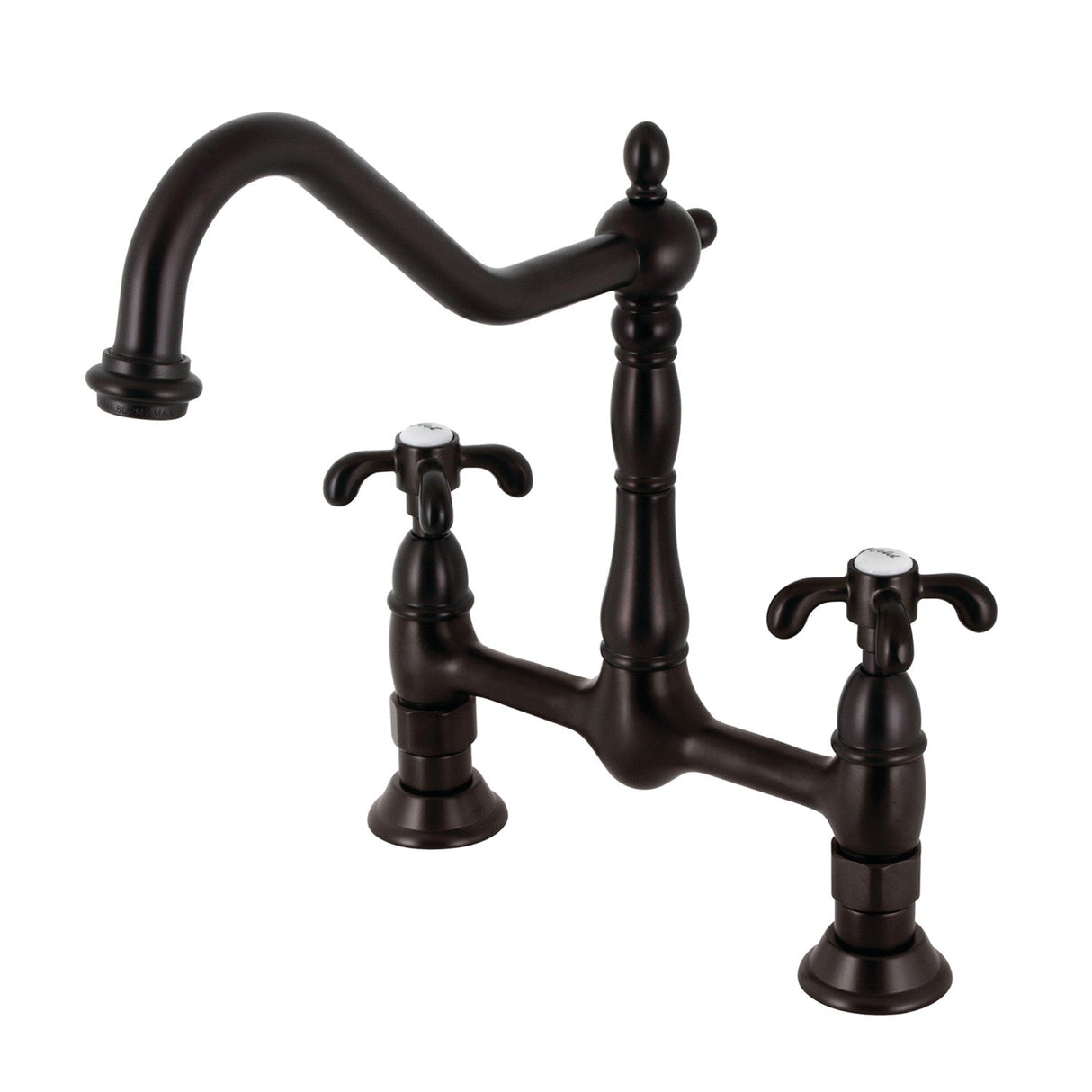 French Country KS1175TX Two-Handle 2-Hole Deck Mount Bridge Kitchen Faucet, Oil Rubbed Bronze