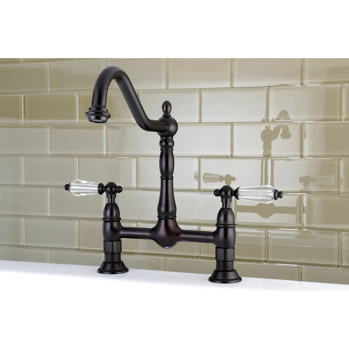 Wilshire KS1175WLL Two-Handle 2-Hole Deck Mount Bridge Kitchen Faucet, Oil Rubbed Bronze