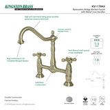 Heritage KS1178AX Two-Handle 2-Hole Deck Mount Bridge Kitchen Faucet, Brushed Nickel