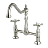 Essex KS1178BEX Two-Handle 2-Hole Deck Mount Bridge Kitchen Faucet, Brushed Nickel