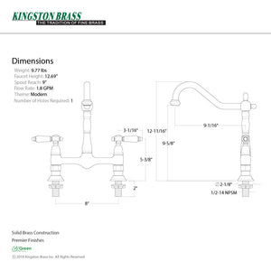 Bel-Air KS1178BPL Two-Handle 2-Hole Deck Mount Bridge Kitchen Faucet, Brushed Nickel