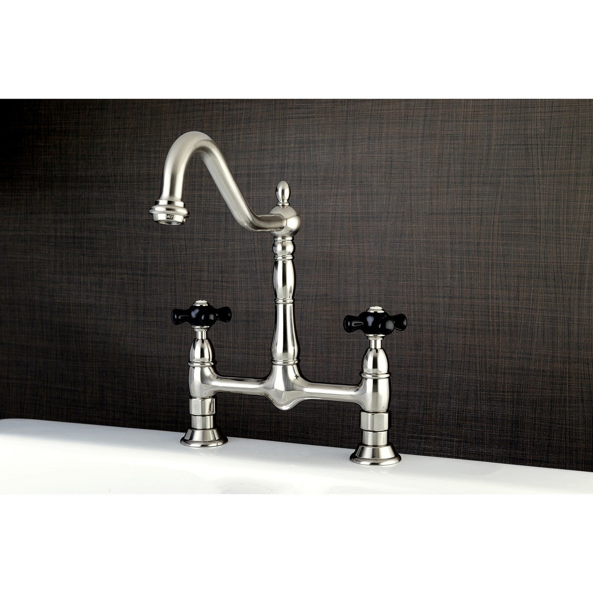 Duchess KS1178PKX Two-Handle 2-Hole Deck Mount Bridge Kitchen Faucet, Brushed Nickel