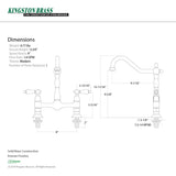 Heritage KS1178PL Two-Handle 2-Hole Deck Mount Bridge Kitchen Faucet, Brushed Nickel