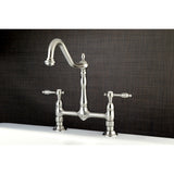 Tudor KS1178TAL Two-Handle 2-Hole Deck Mount Bridge Kitchen Faucet, Brushed Nickel