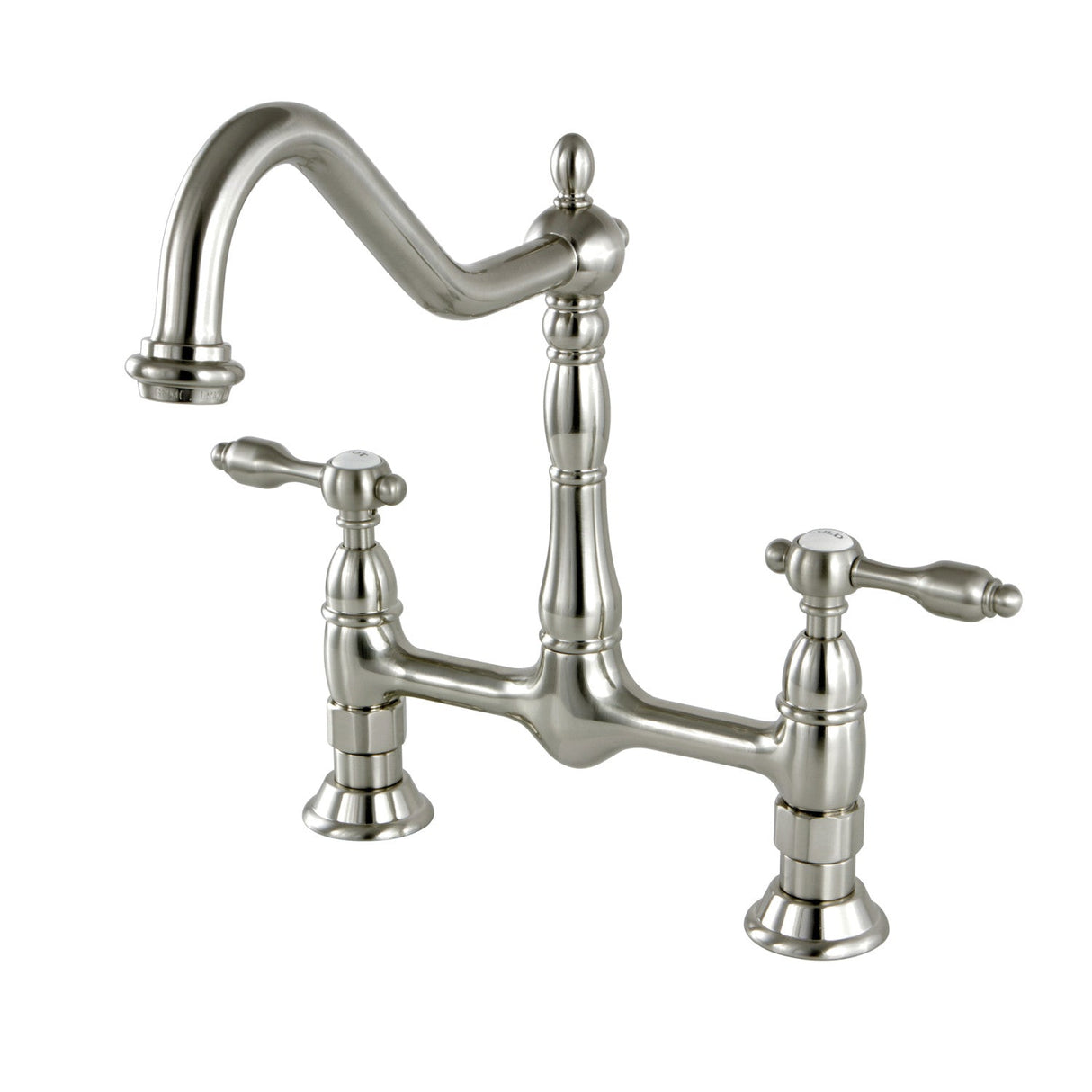 Tudor KS1178TAL Two-Handle 2-Hole Deck Mount Bridge Kitchen Faucet, Brushed Nickel