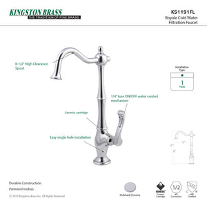Royale KS1191FL Single-Handle 1-Hole Deck Mount Water Filtration Faucet, Polished Chrome