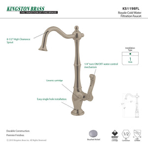 Royale KS1198FL Single-Handle 1-Hole Deck Mount Water Filtration Faucet, Brushed Nickel