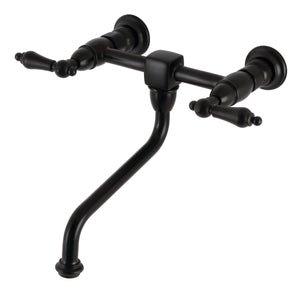 Heritage KS1210AL Two-Handle 2-Hole Wall Mount Bathroom Faucet, Matte Black
