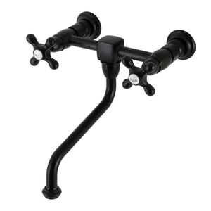 Heritage KS1210AX Two-Handle 2-Hole Wall Mount Bathroom Faucet, Matte Black