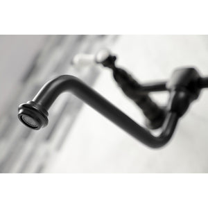 Bel-Air KS1210BPL Two-Handle 2-Hole Wall Mount Bathroom Faucet, Matte Black