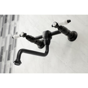 Bel-Air KS1210BPL Two-Handle 2-Hole Wall Mount Bathroom Faucet, Matte Black