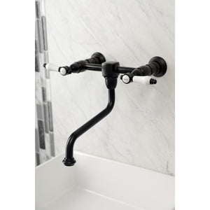 Bel-Air KS1210BPL Two-Handle 2-Hole Wall Mount Bathroom Faucet, Matte Black