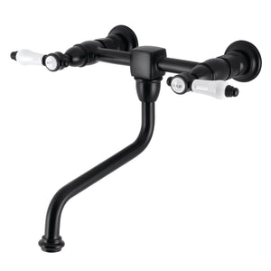 Bel-Air KS1210BPL Two-Handle 2-Hole Wall Mount Bathroom Faucet, Matte Black