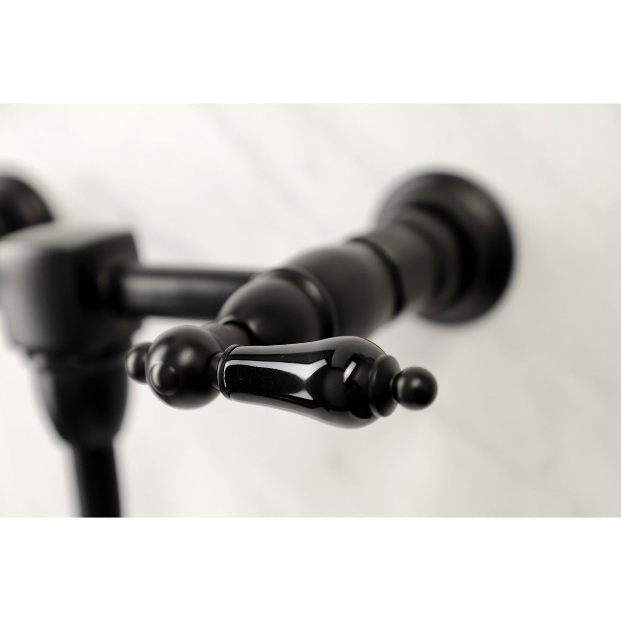 Duchess KS1210PKL Two-Handle 2-Hole Wall Mount Bathroom Faucet, Matte Black