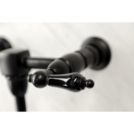 Duchess KS1210PKL Two-Handle 2-Hole Wall Mount Bathroom Faucet, Matte Black