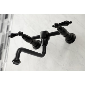 Duchess KS1210PKL Two-Handle 2-Hole Wall Mount Bathroom Faucet, Matte Black