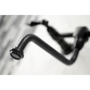 Duchess KS1210PKL Two-Handle 2-Hole Wall Mount Bathroom Faucet, Matte Black