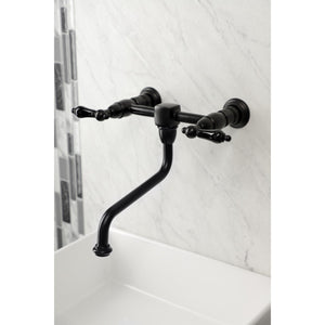 Duchess KS1210PKL Two-Handle 2-Hole Wall Mount Bathroom Faucet, Matte Black