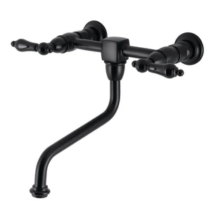 Duchess KS1210PKL Two-Handle 2-Hole Wall Mount Bathroom Faucet, Matte Black