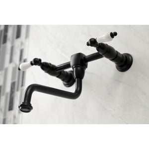 Heritage KS1210PL Two-Handle 2-Hole Wall Mount Bathroom Faucet, Matte Black