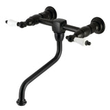 Heritage KS1210PL Two-Handle 2-Hole Wall Mount Bathroom Faucet, Matte Black