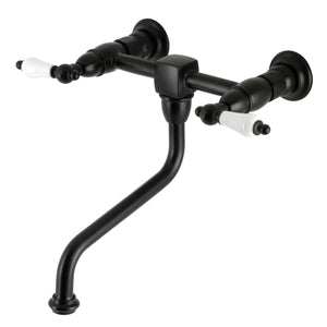 Heritage KS1210PL Two-Handle 2-Hole Wall Mount Bathroom Faucet, Matte Black