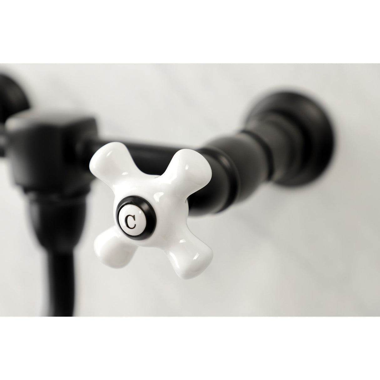 Heritage KS1210PX Two-Handle 2-Hole Wall Mount Bathroom Faucet, Matte Black