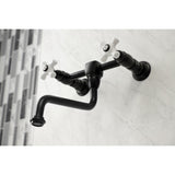 Heritage KS1210PX Two-Handle 2-Hole Wall Mount Bathroom Faucet, Matte Black