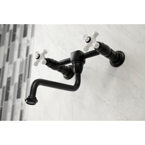 Heritage KS1210PX Two-Handle 2-Hole Wall Mount Bathroom Faucet, Matte Black