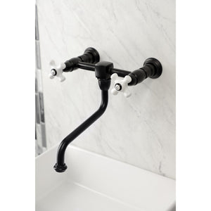 Heritage KS1210PX Two-Handle 2-Hole Wall Mount Bathroom Faucet, Matte Black