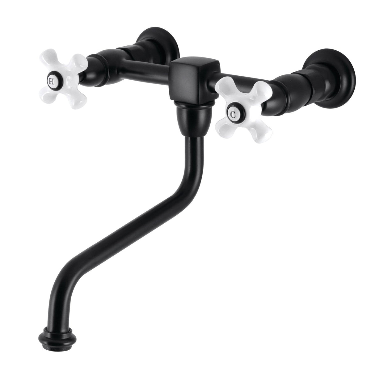 Heritage KS1210PX Two-Handle 2-Hole Wall Mount Bathroom Faucet, Matte Black