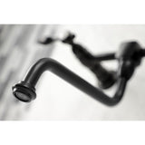 Tudor KS1210TAL Two-Handle 2-Hole Wall Mount Bathroom Faucet, Matte Black