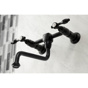 Tudor KS1210TAL Two-Handle 2-Hole Wall Mount Bathroom Faucet, Matte Black