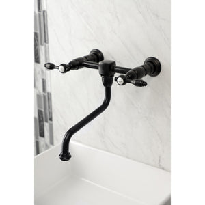 Tudor KS1210TAL Two-Handle 2-Hole Wall Mount Bathroom Faucet, Matte Black