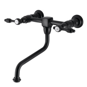 Tudor KS1210TAL Two-Handle 2-Hole Wall Mount Bathroom Faucet, Matte Black