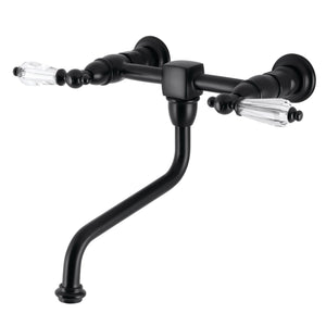 Wilshire KS1210WLL Two-Handle 2-Hole Wall Mount Bathroom Faucet, Matte Black
