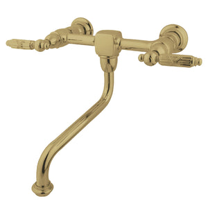 Heritage KS1212GL Two-Handle 2-Hole Wall Mount Bathroom Faucet, Polished Brass