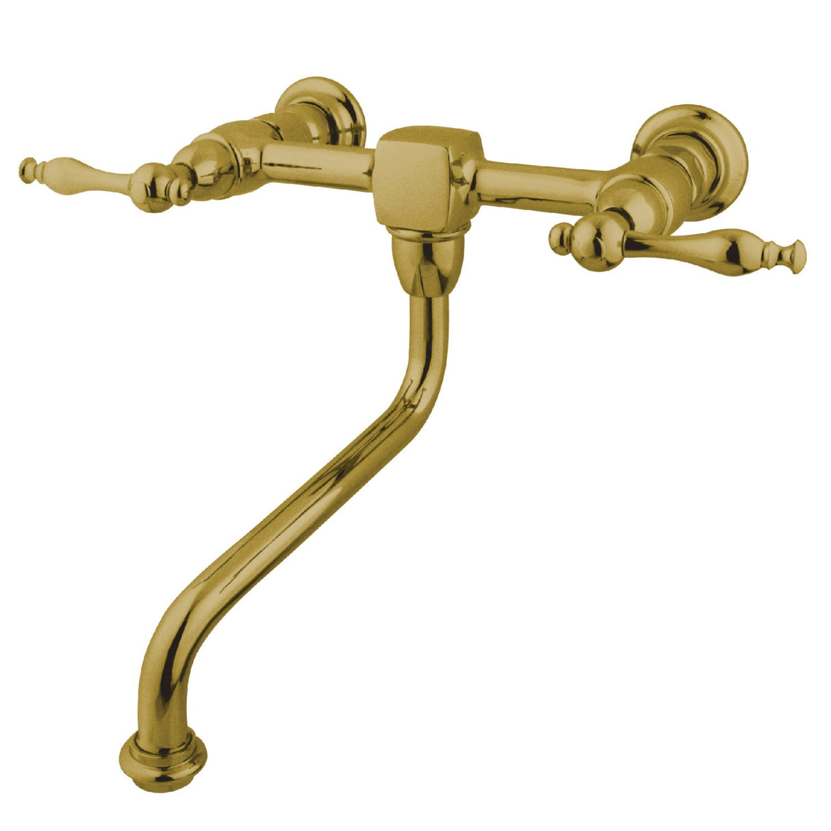 Heritage KS1212NL Two-Handle 2-Hole Wall Mount Bathroom Faucet, Polished Brass